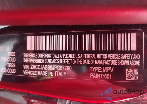 2018 Jeep Renegade Altitude Fwd из США, поврежденный, VIN ZACCJABB9JPG67790